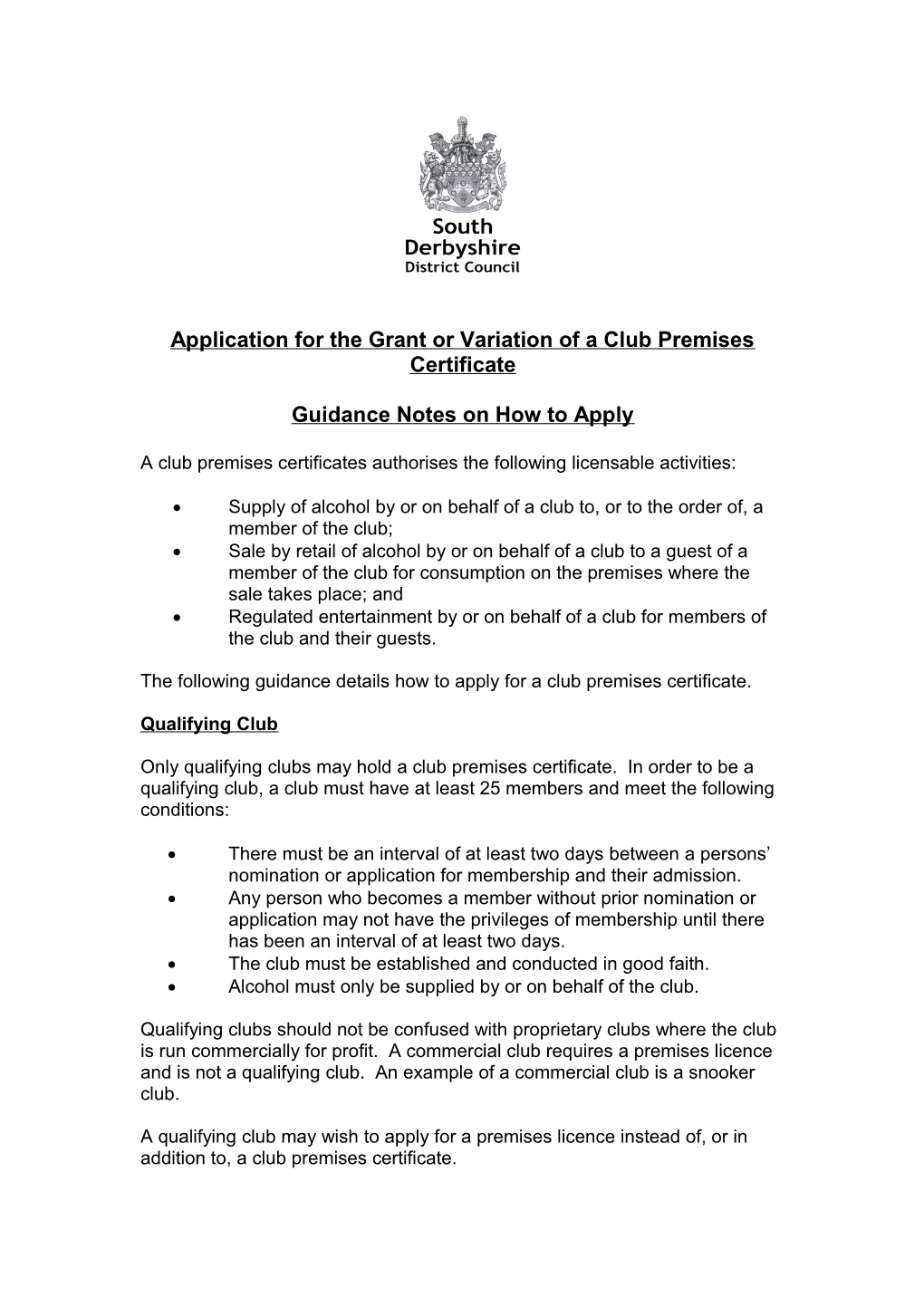 Premises Licence Applications Additional Information