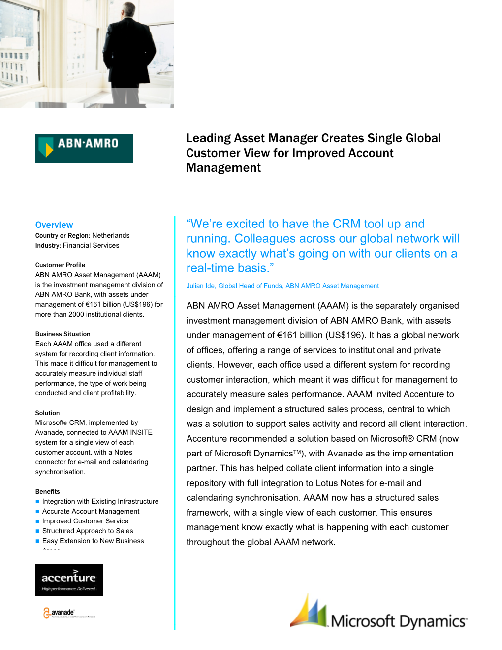 Leading Asset Manager Creates Single Global Customer View for Improved Account Management