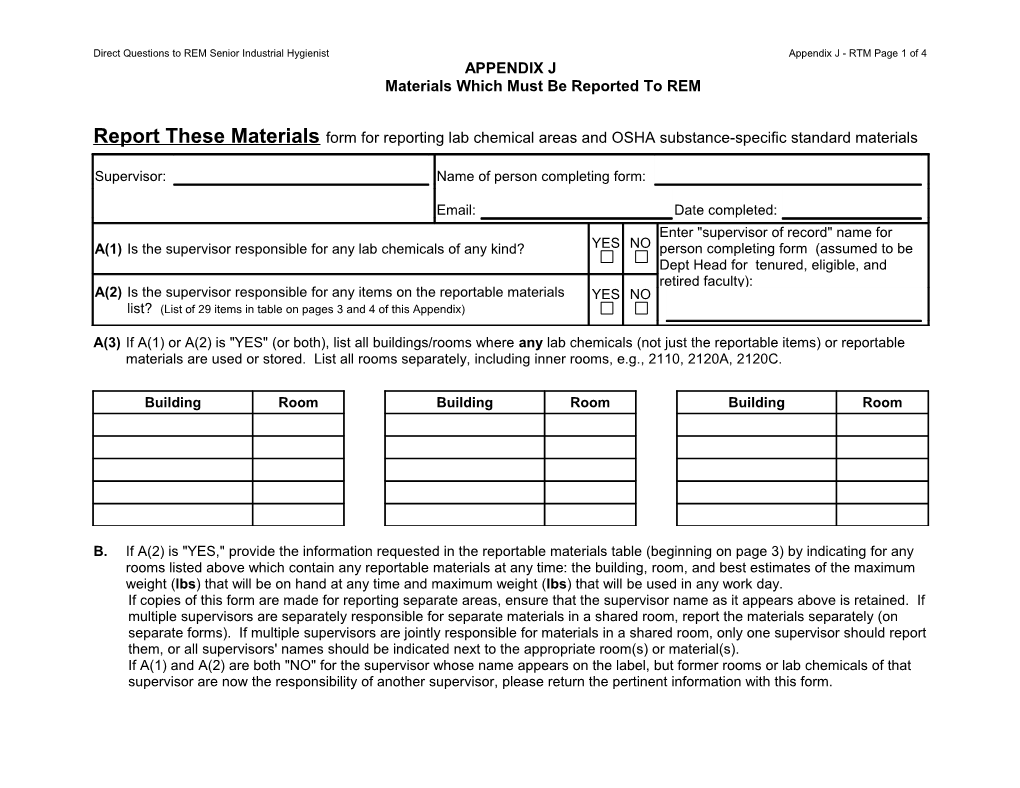 APPENDIX Jmaterials Which Must Be Reported to REM