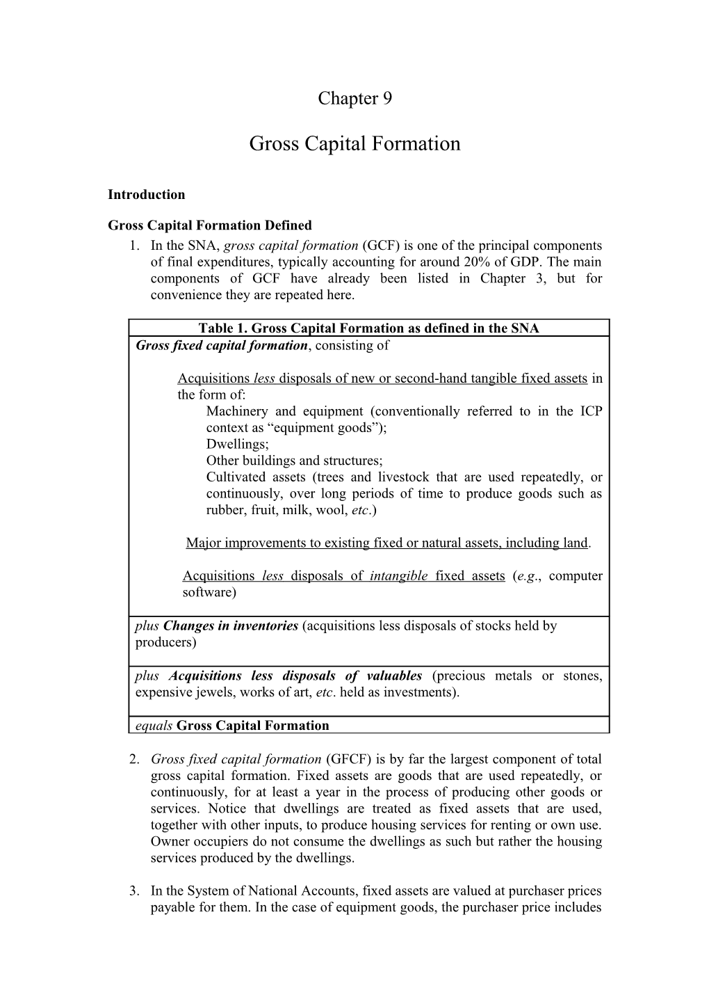 Chapter 9 Gross Capital Formation