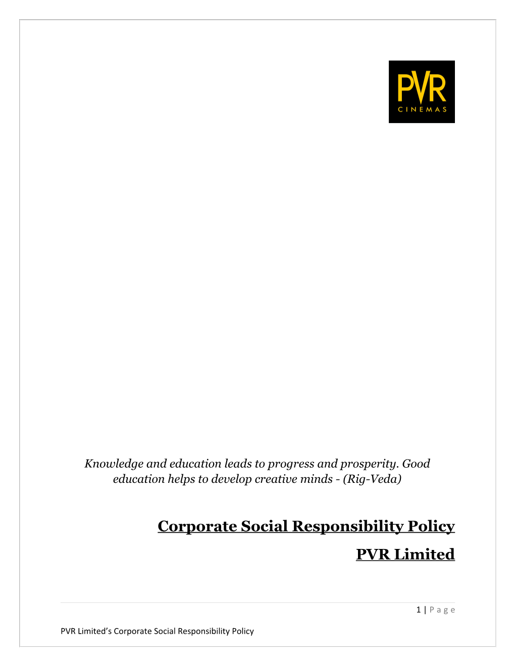 Corporate Social Responsibility Policy