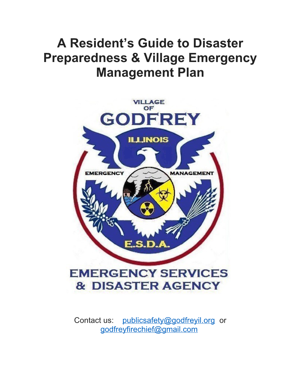 A Resident S Guide to Disaster Preparedness Village Emergency Management Plan