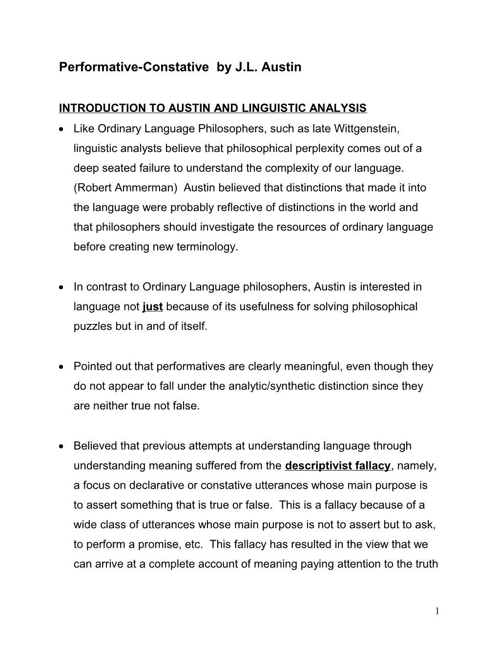 Introduction to Austin and Linguistic Analysis