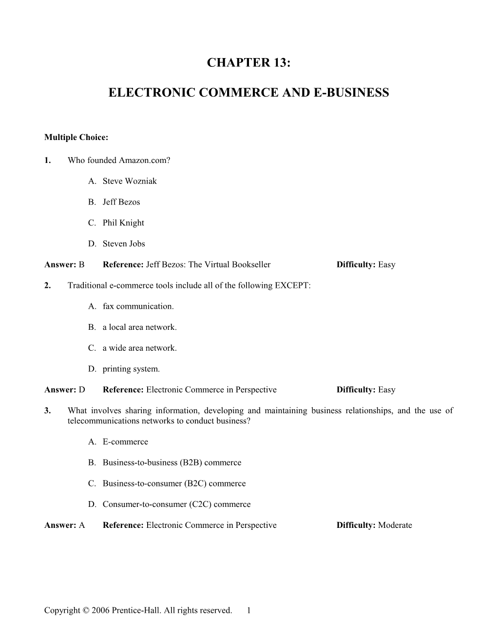 Chapter 13: Electronic Commerce and E-Business