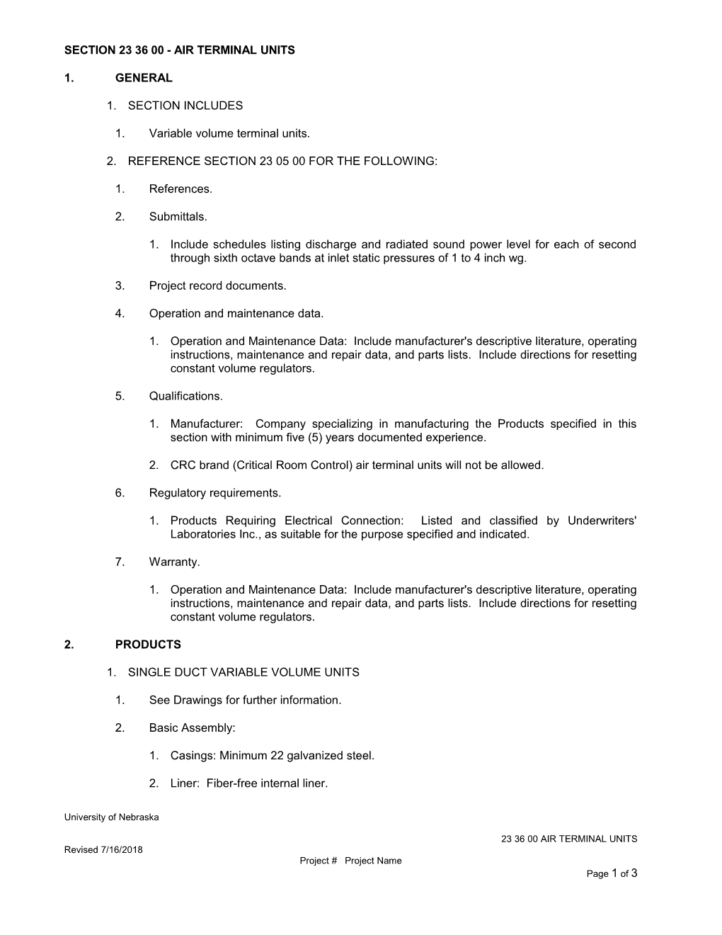 Section 23 36 00 - Air Terminal Units