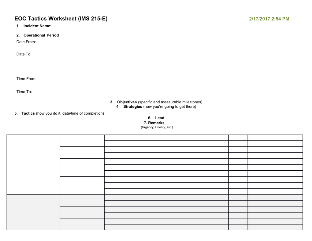 EOC Tactics Worksheet (Modified for ZNE)