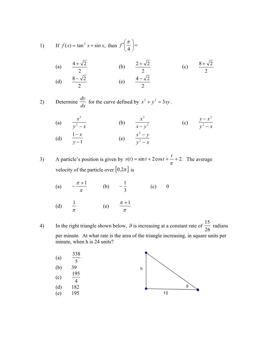 2)Determine for the Curve Defined by