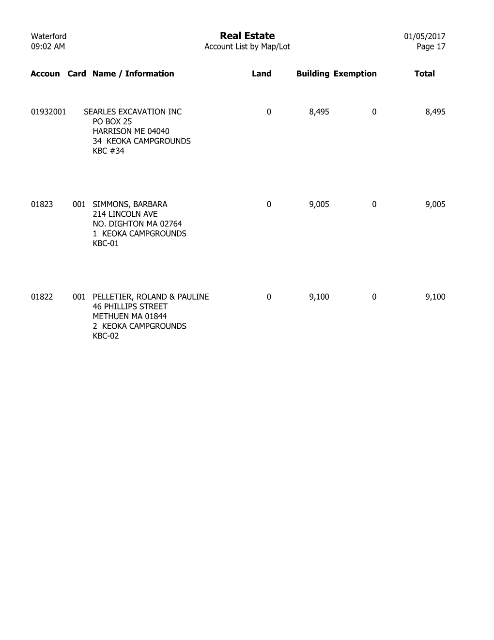 09:02 Amaccount List by Map/Lotpage 17