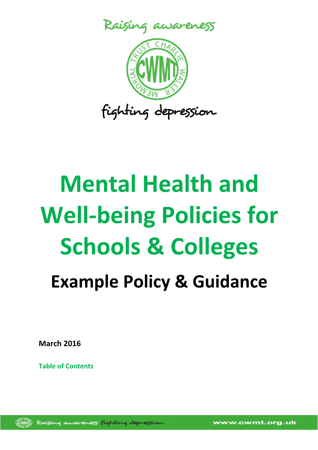 Mental Health and Well-Being Policies for Schools& Colleges