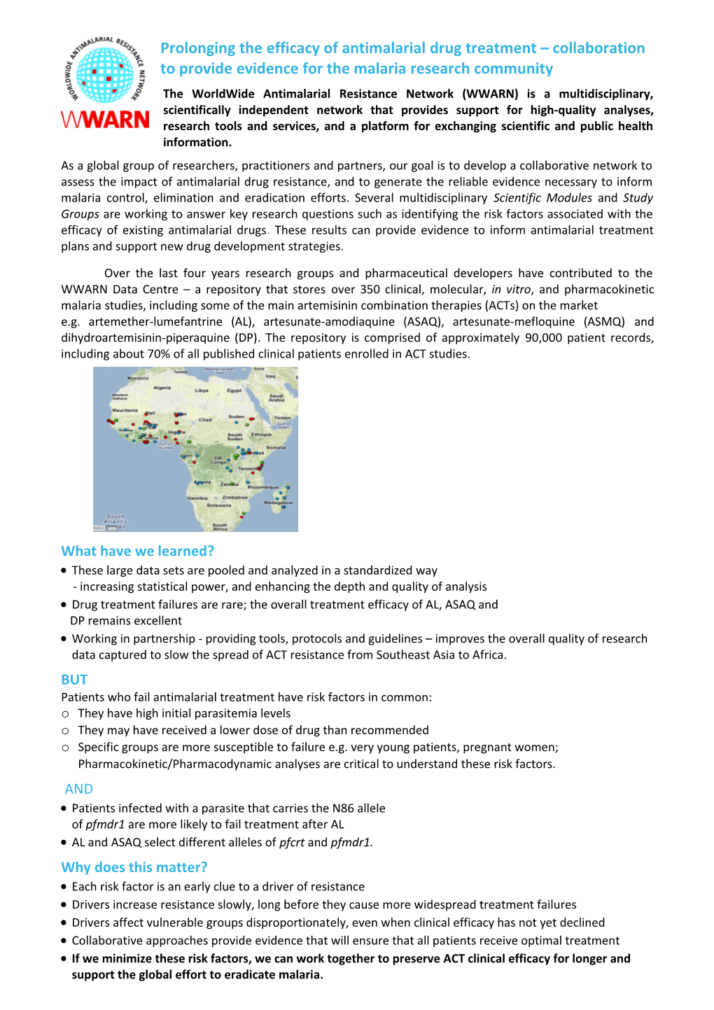 The Worldwide Antimalarial Resistance Network (WWARN) Is a Multidisciplinary, Scientifically