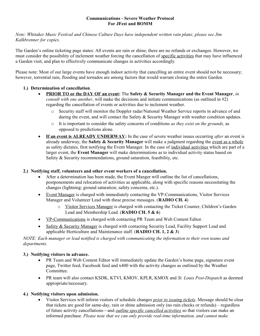 Weather Protocol for Signature Events