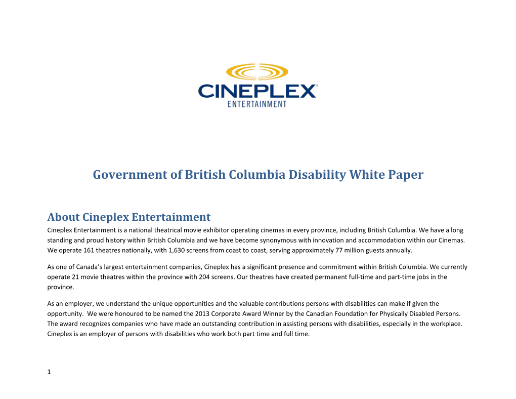 Government of British Columbiadisability White Paper