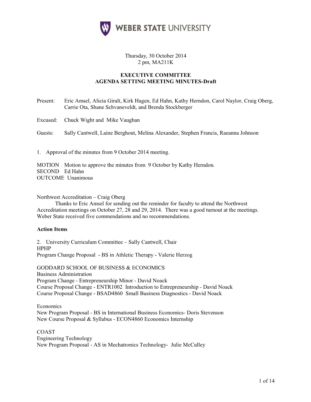 AGENDA SETTING MEETING MINUTES-Draft