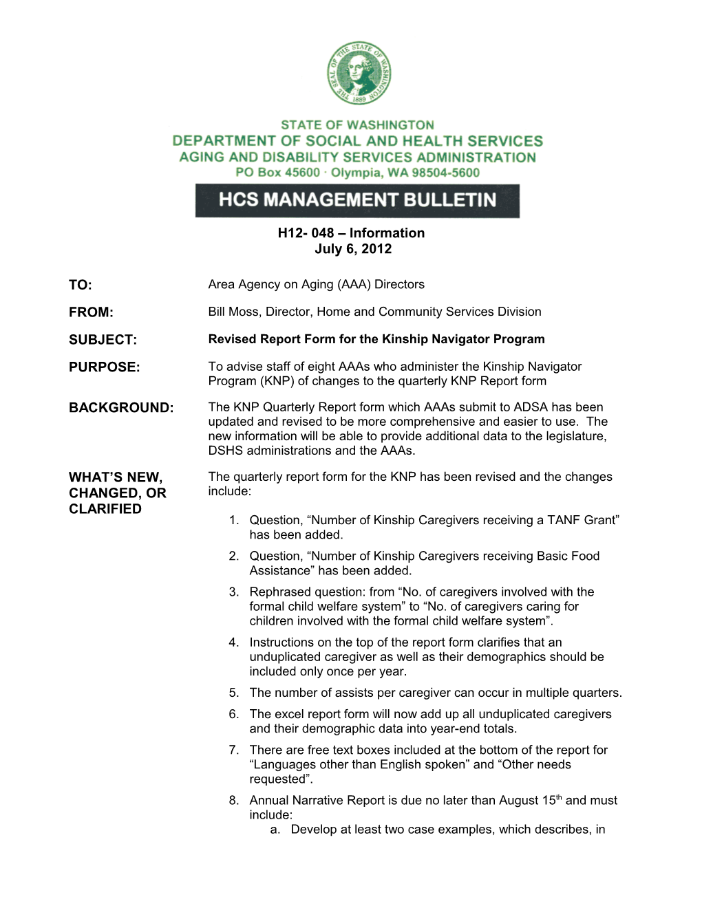 Revisedreport Form for the Kinship Navigator Program