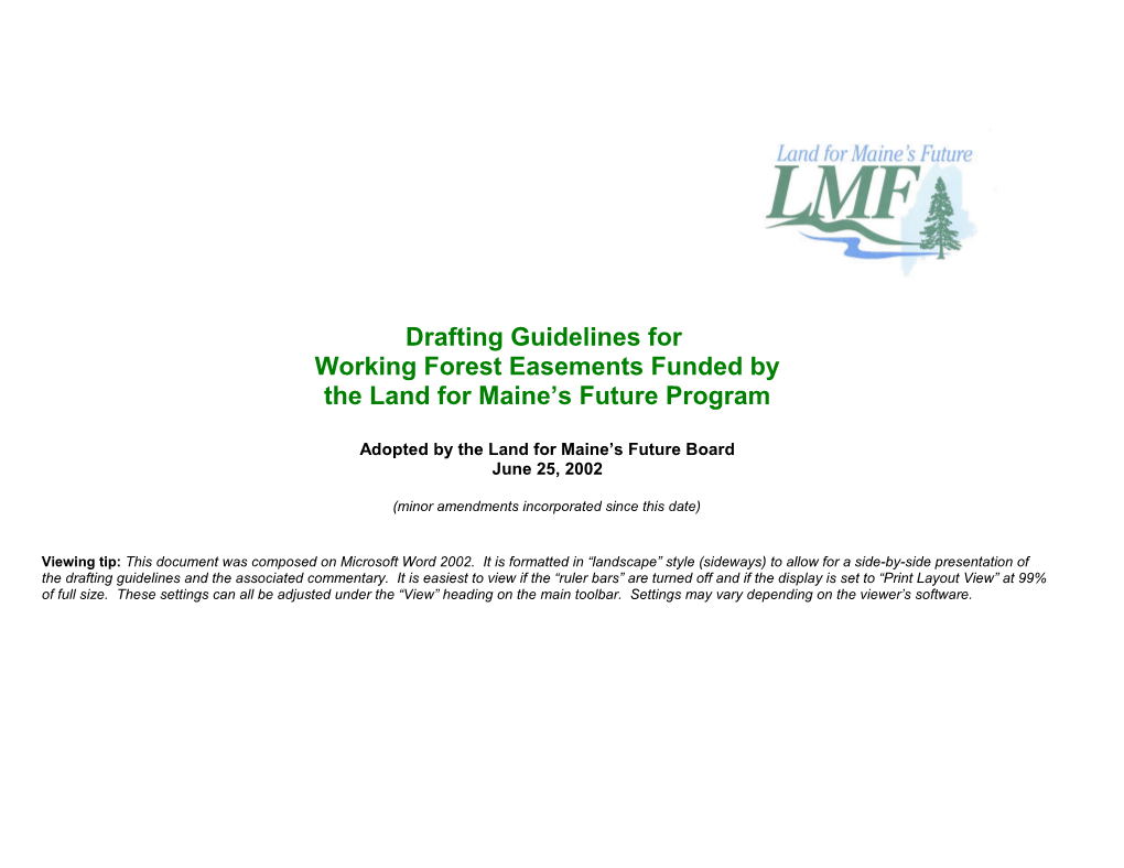 Drafting Guidelines for Working Forest Conservation Easements