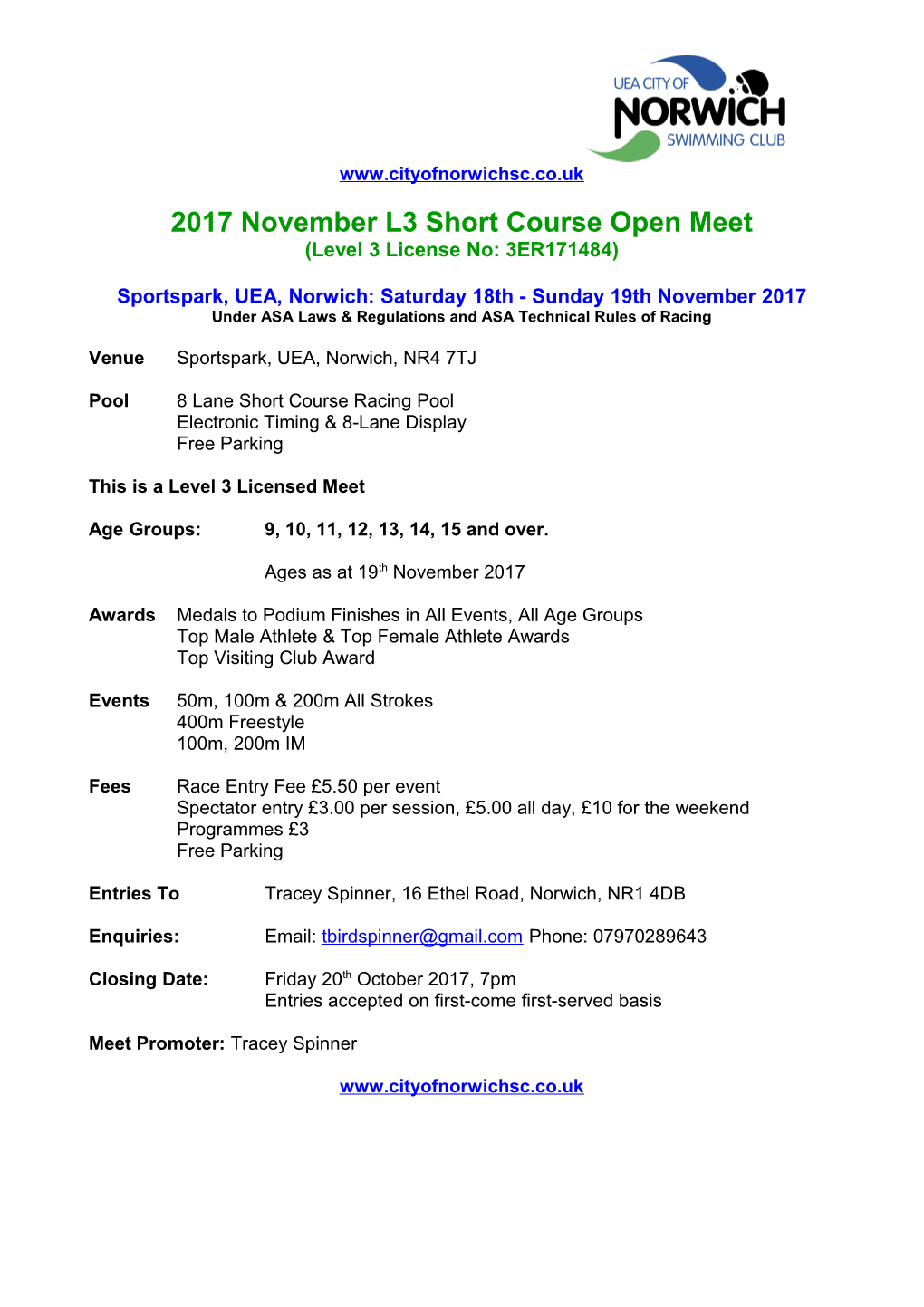2017 November L3 Short Course Open Meet