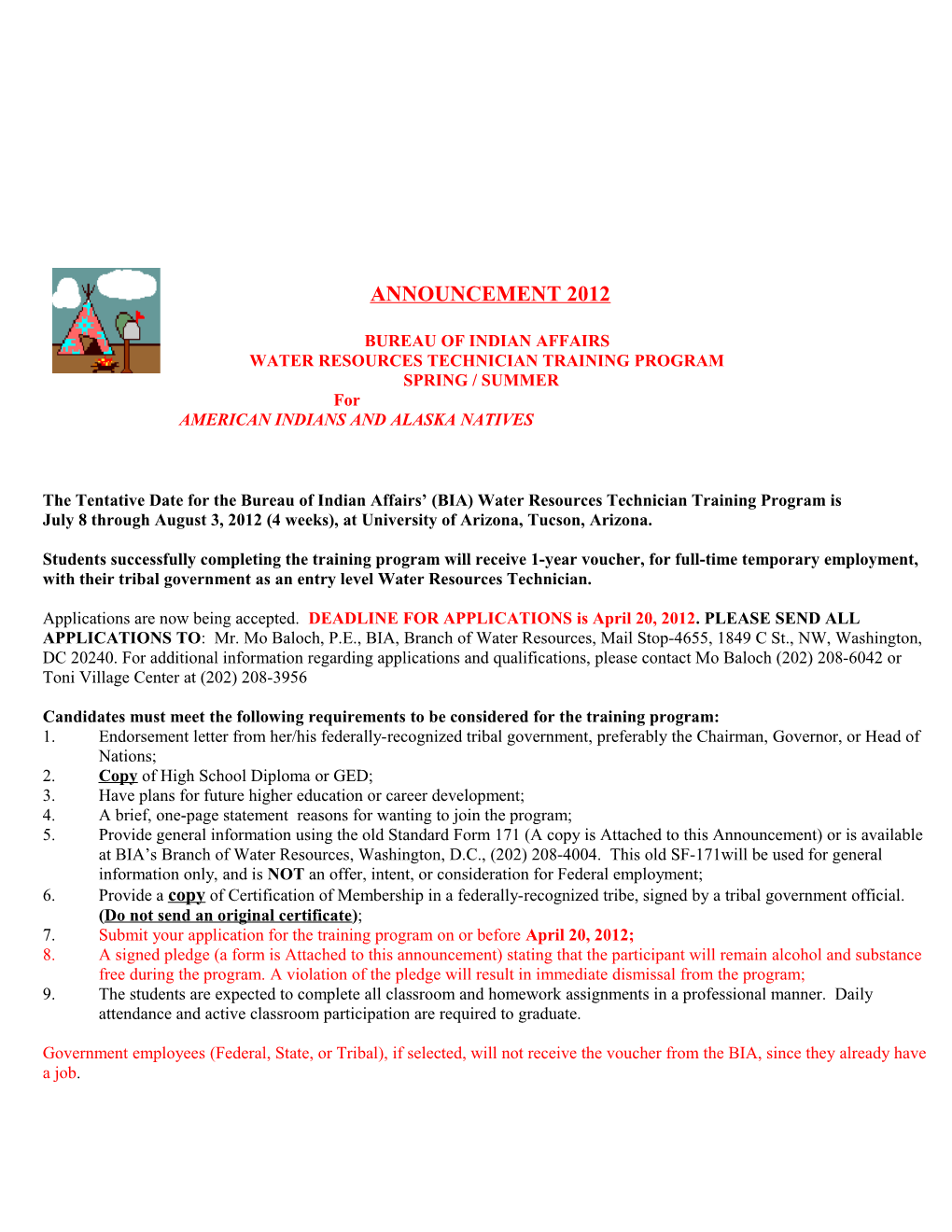 Water Resources Technician Training Program