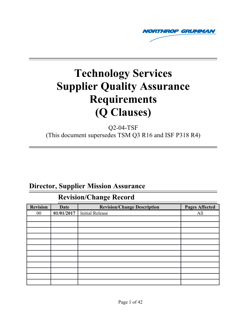 Technology Services Supplier Quality Assurance Requirements (Q-Clauses)