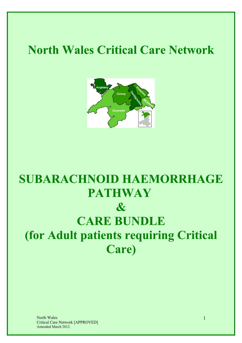 Adult Subarachnoid Haemorrhage Pathway and Care Bundle
