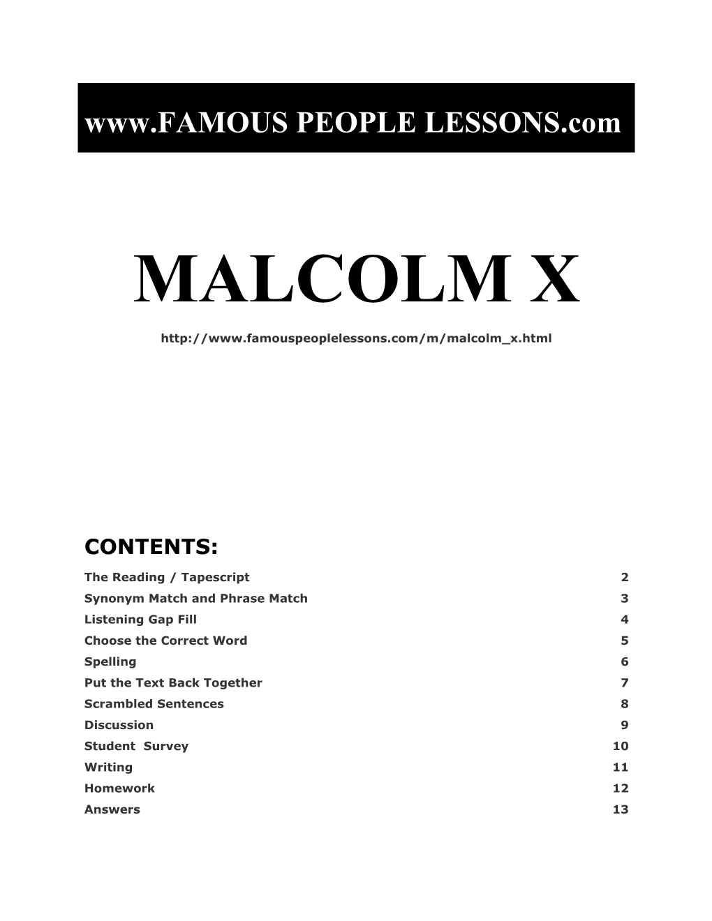 Famous People Lessons - Malcolm X
