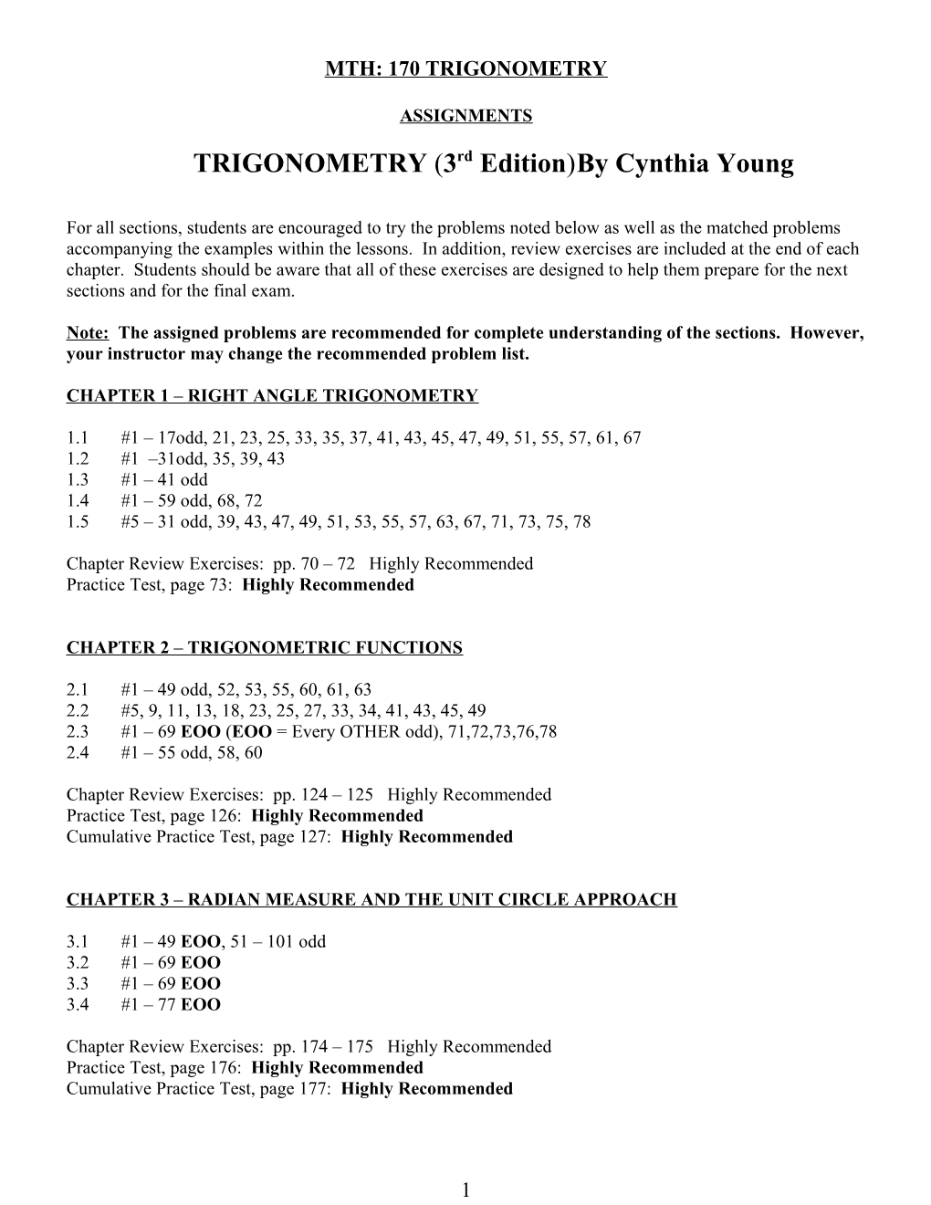 TRIGONOMETRY (3Rd Edition)By Cynthia Young