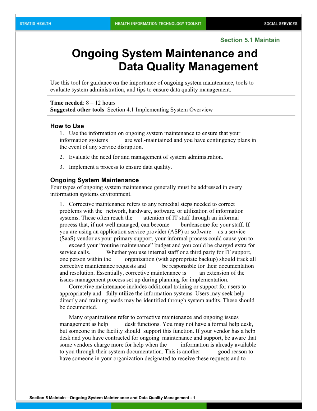 5 Ongoing System Maintenance and Data Quality Management