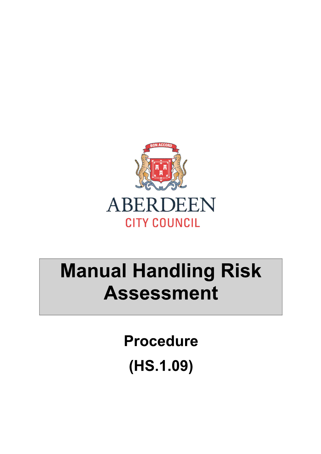Manual Handling Risk Assessment Procedure