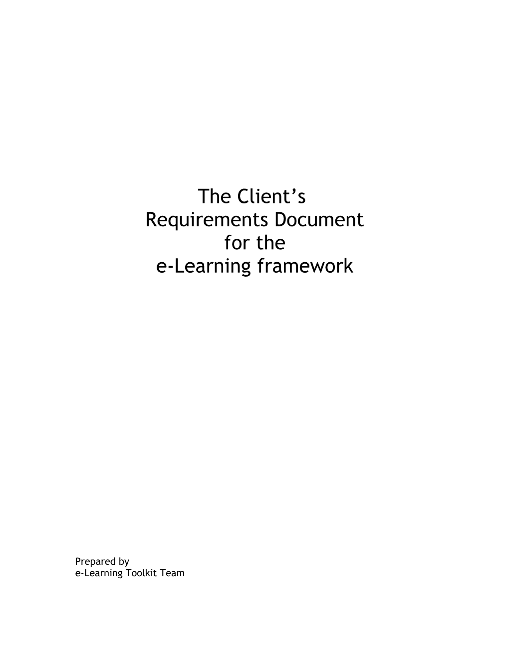 Specification Document for E-Learning Framework