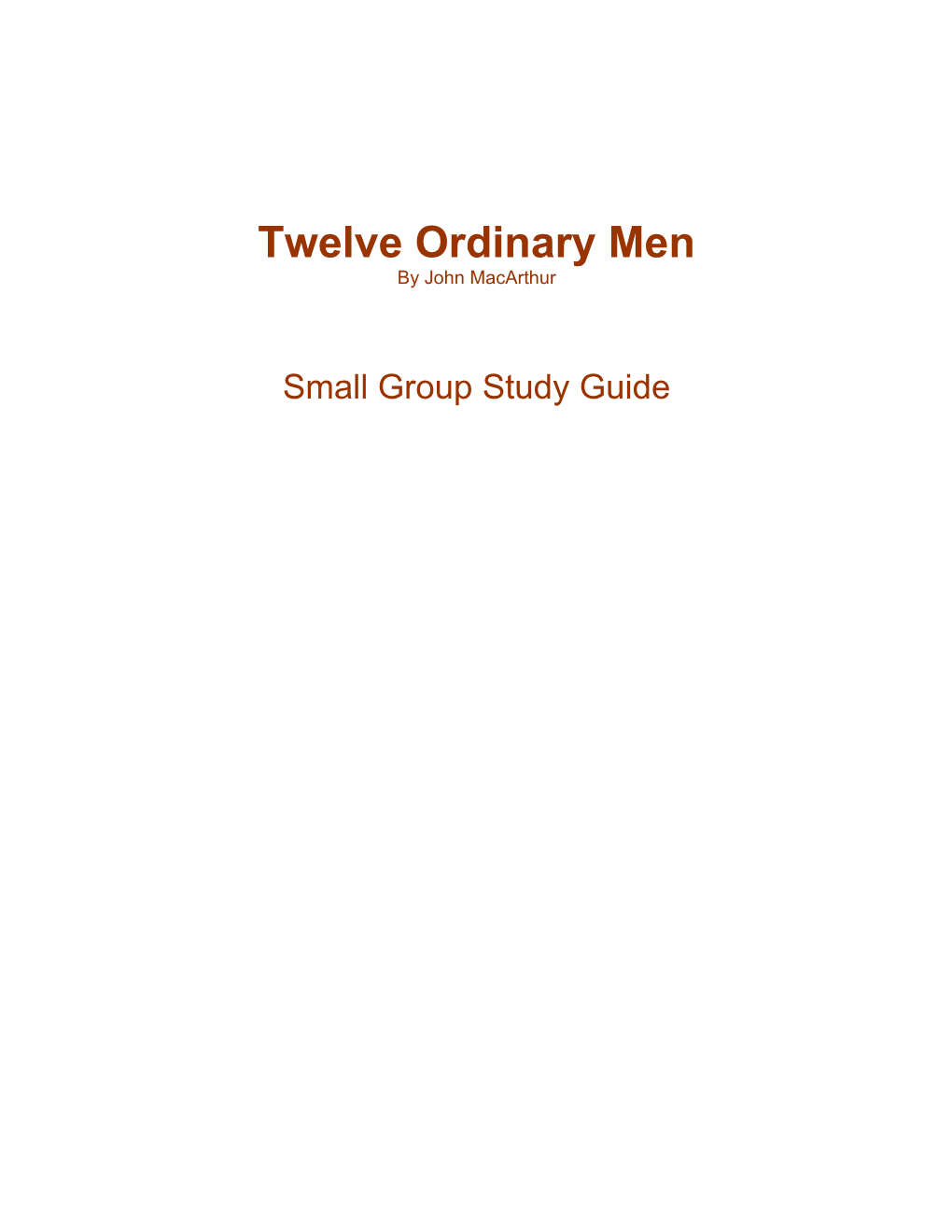 Twelve Ordinary Men