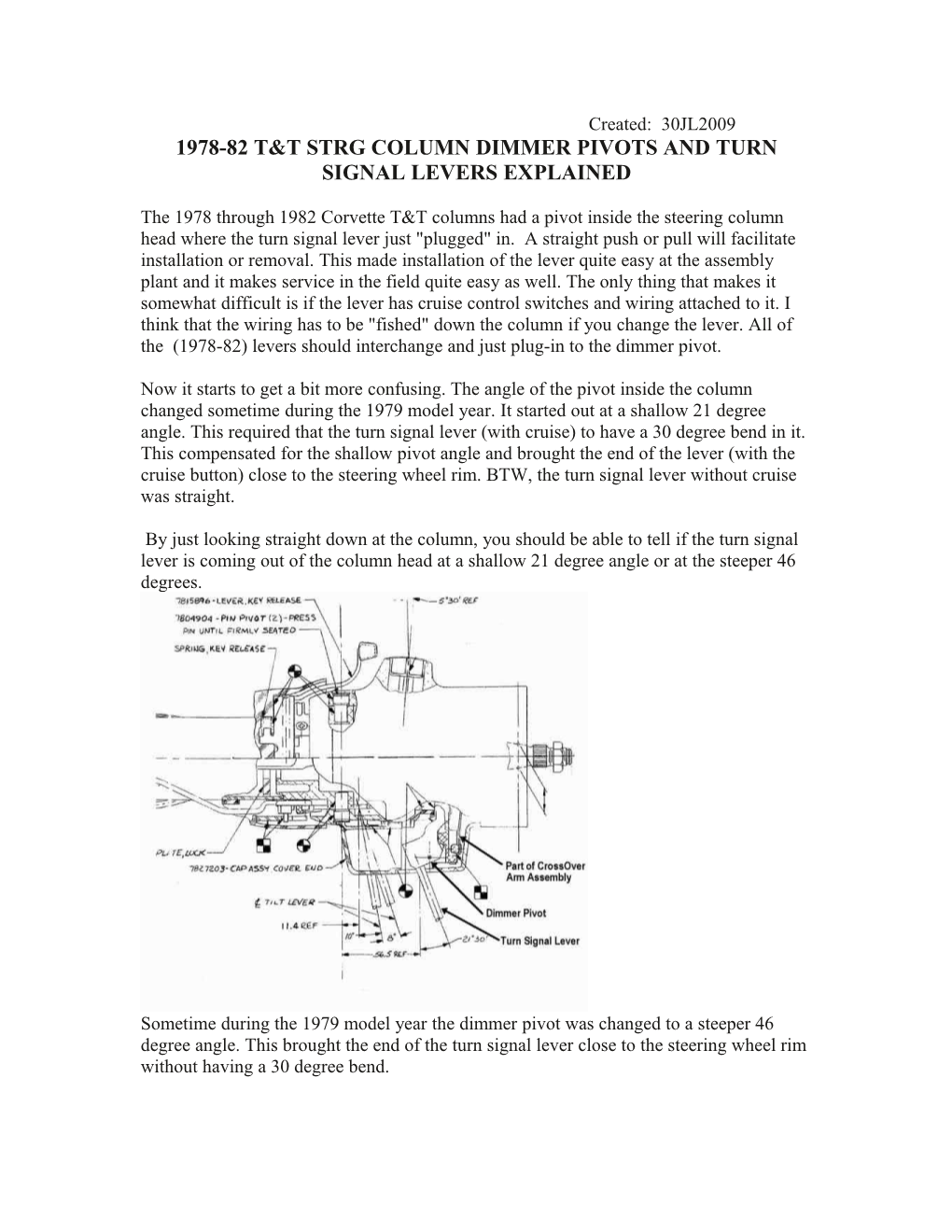 1978-82 T&T Strg Column Dimmer Pivots and Turn Signal Levers Explained