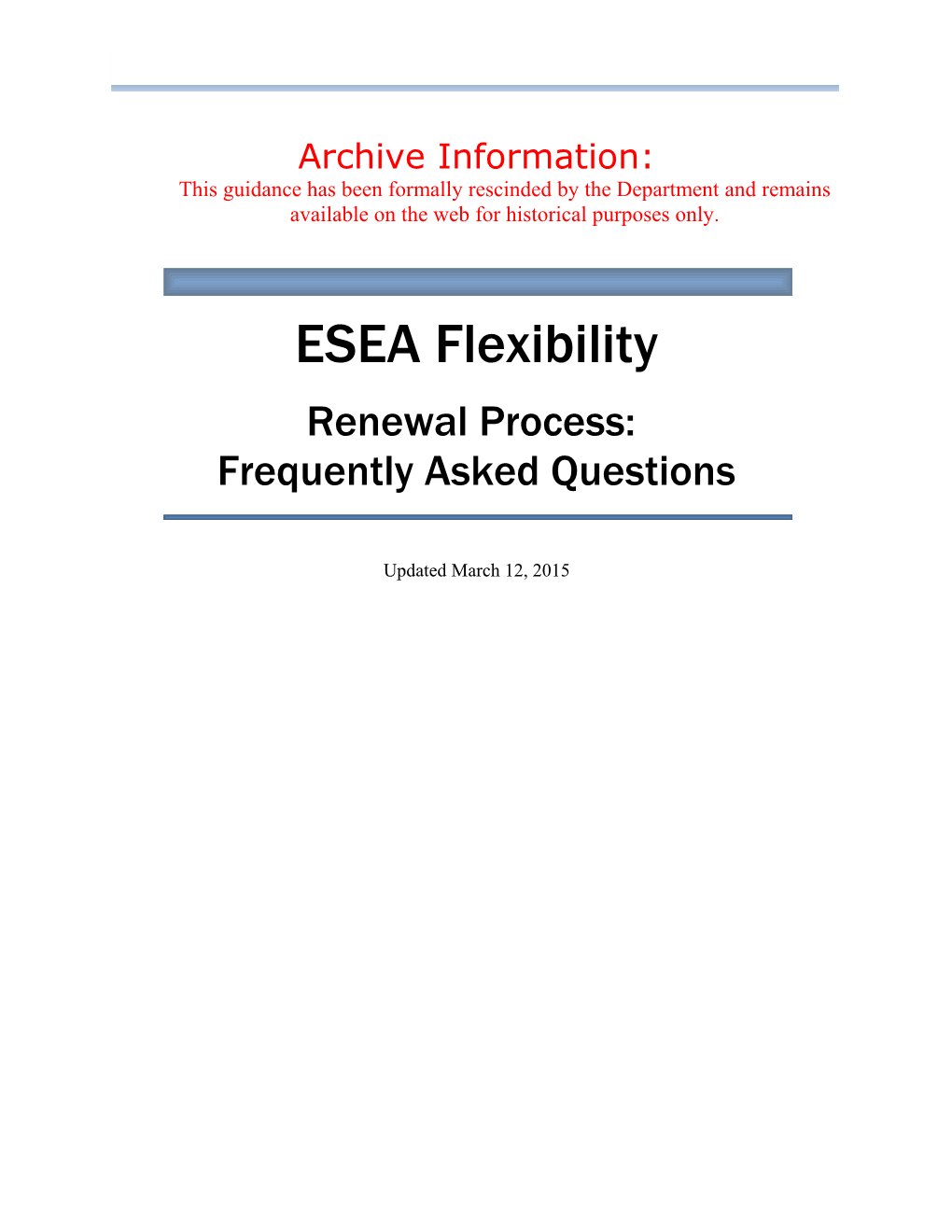 Archived: Frequently Asked Questions - ESEA Flexibility (MS Word)
