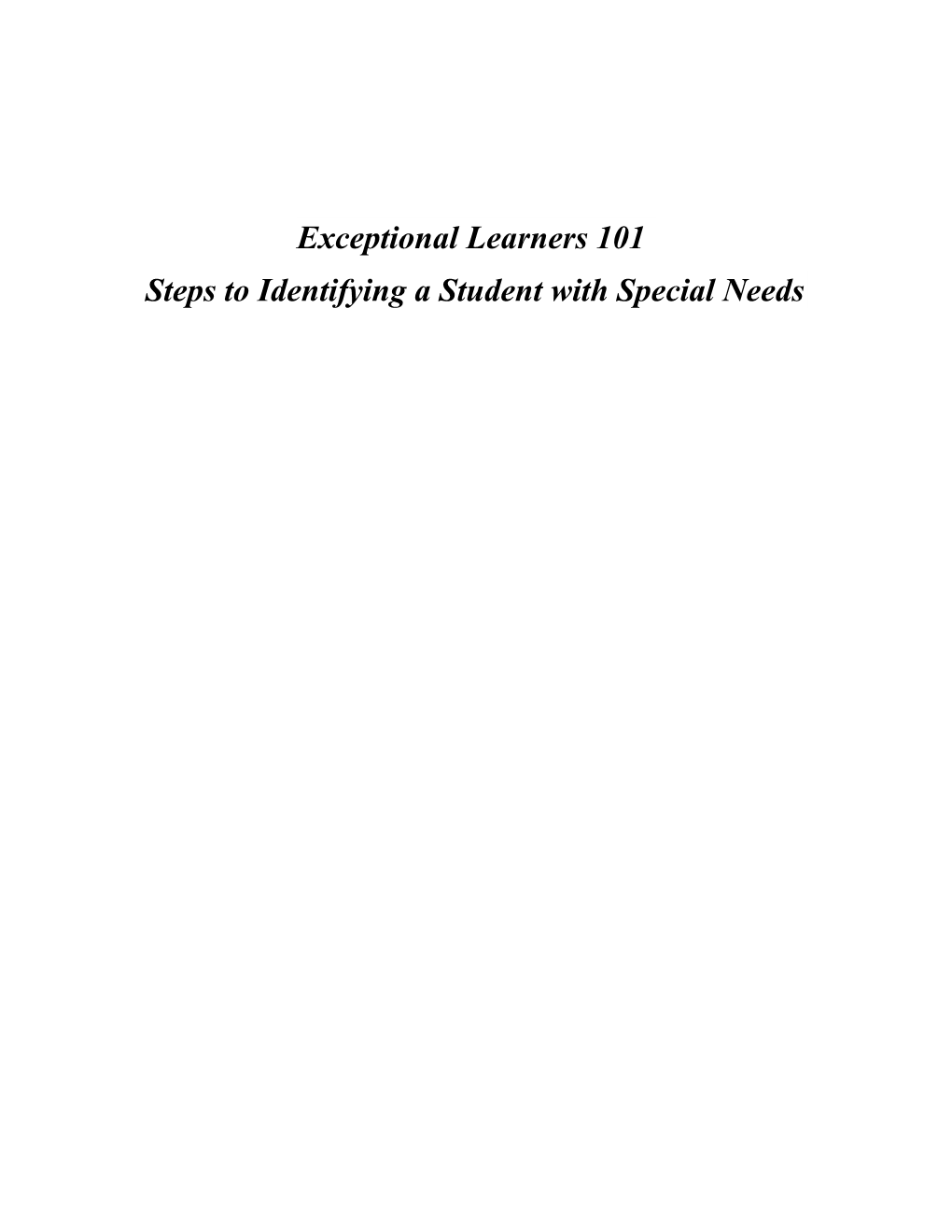Steps to Identifying a Student with Special Needs