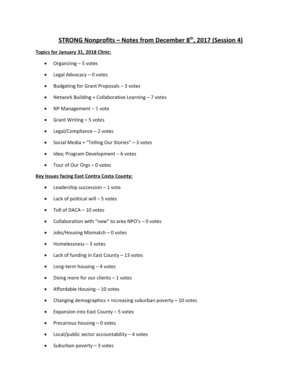 STRONG Nonprofits Notes from December 8Th, 2017 (Session 4)