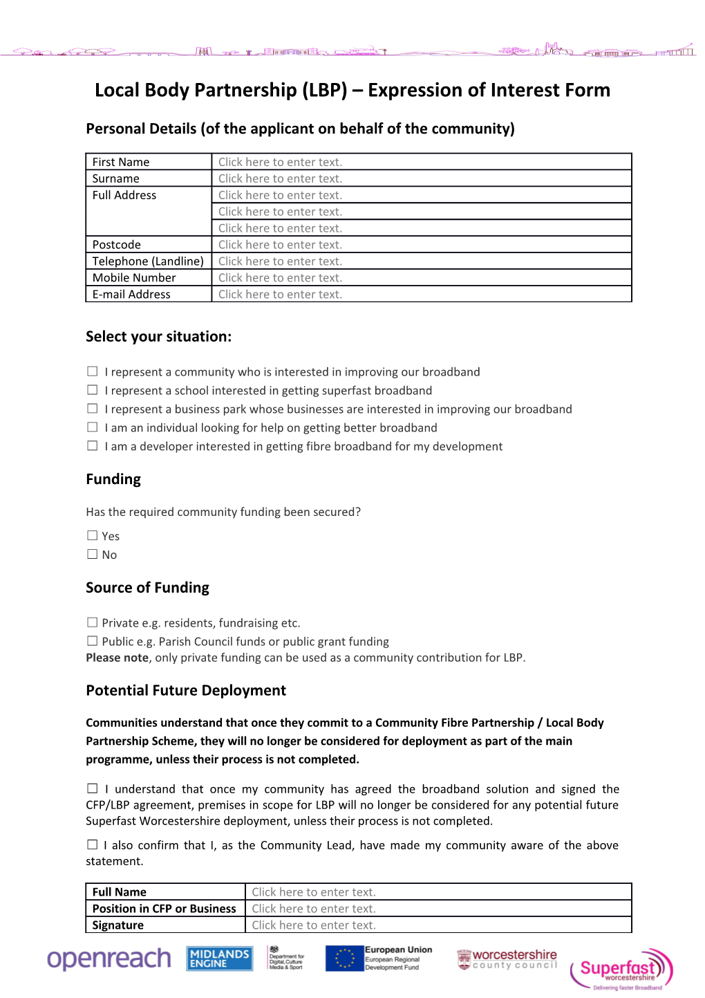 Local Body Partnership (LBP) Expression of Interest Form