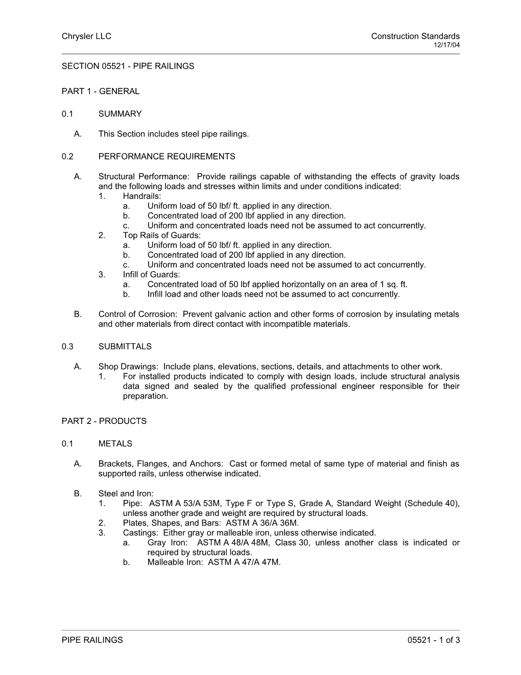 Section 05521 - Pipe and Tube Railings