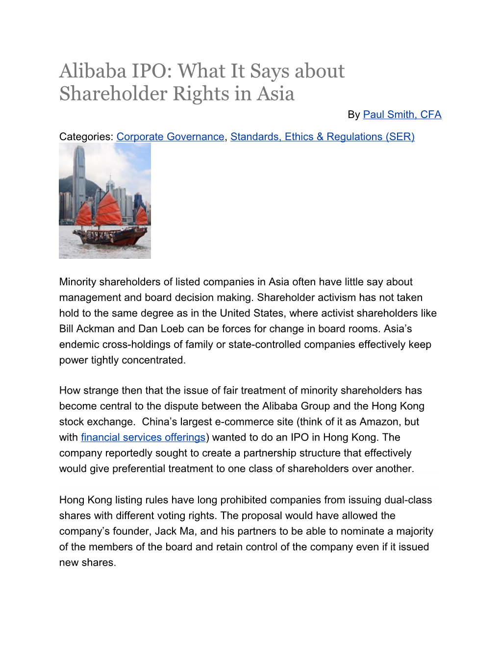 Alibaba IPO: What It Says About Shareholder Rights in Asia