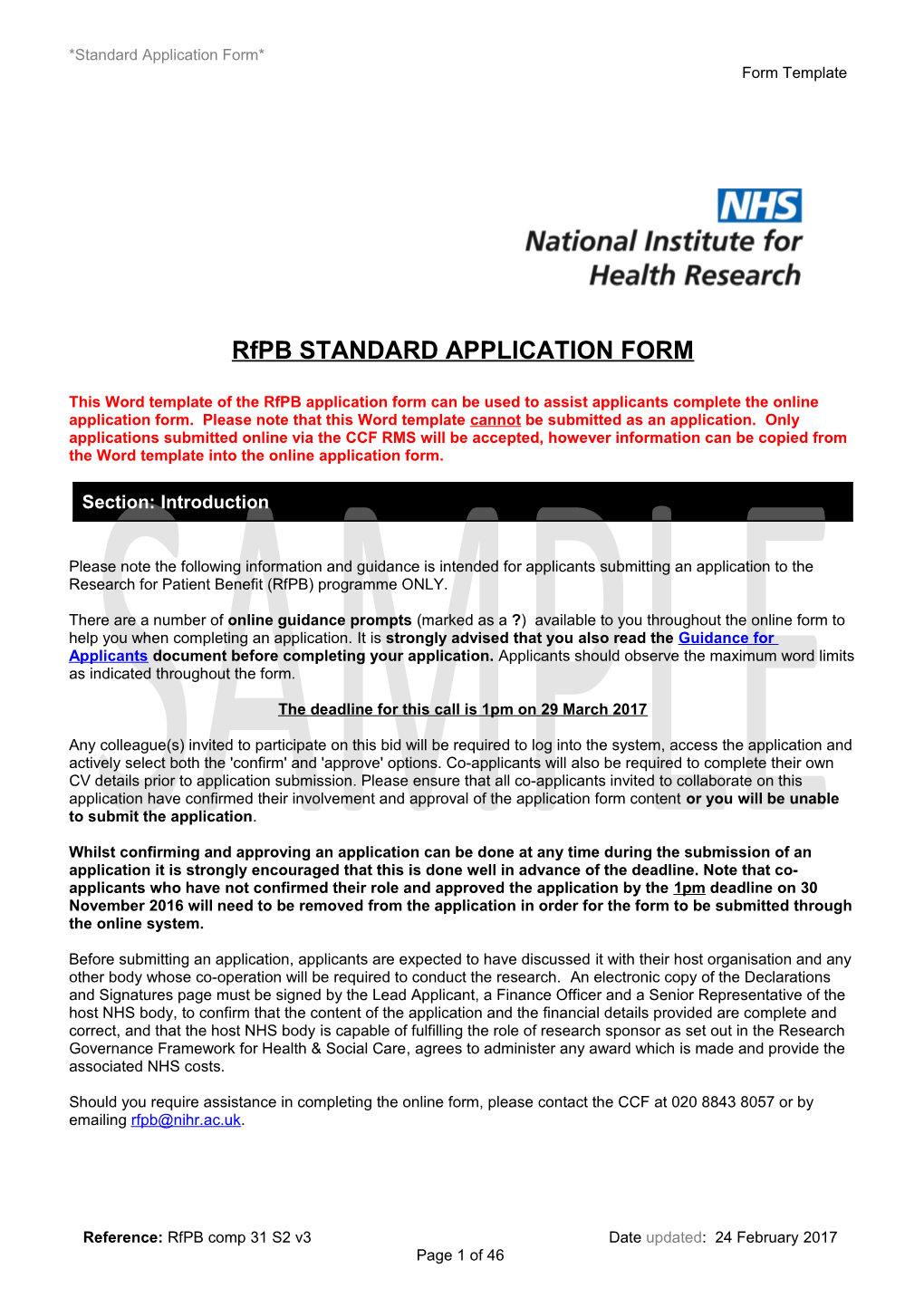 Full Stage Application Form Template