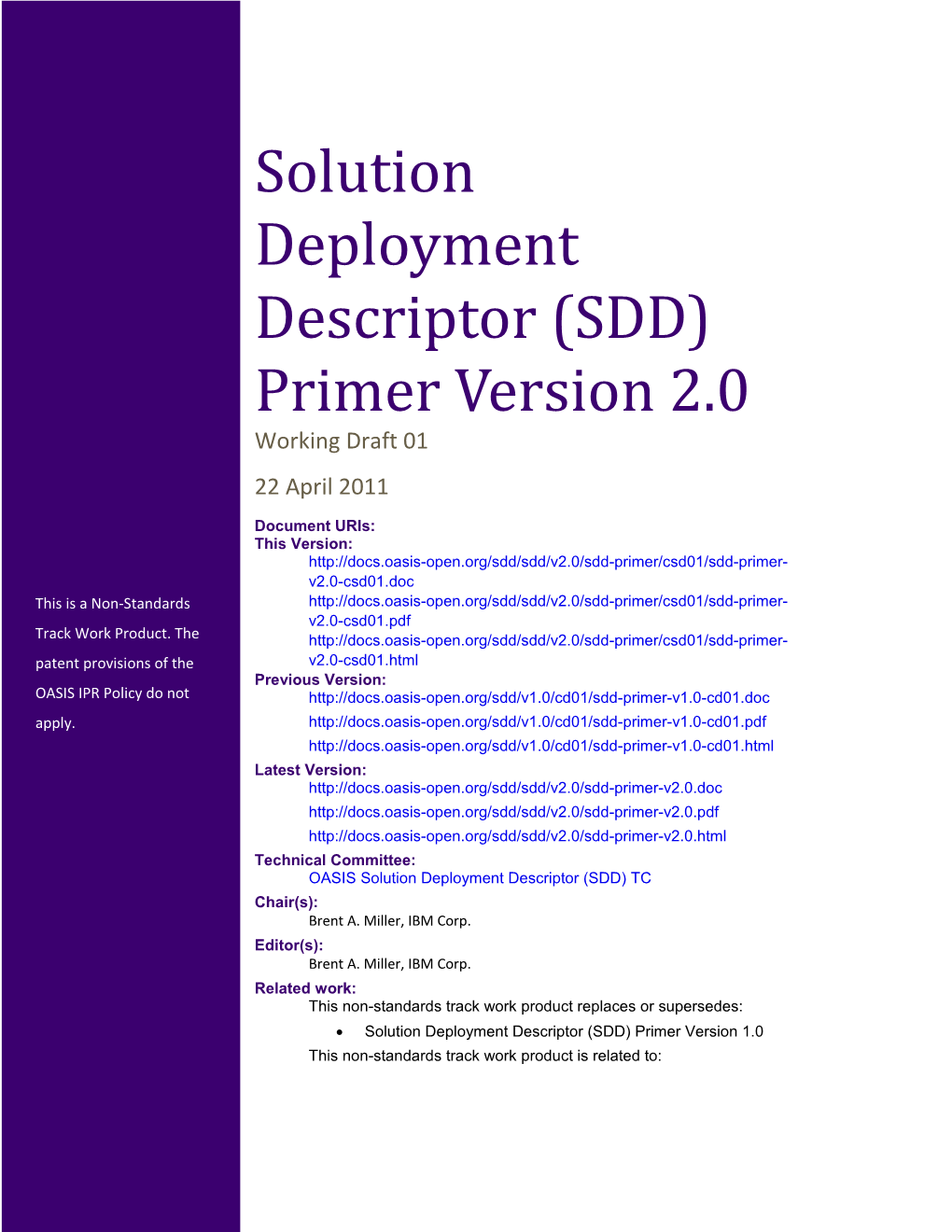 Solution Deployment Descriptor (SDD) Primer Version 1
