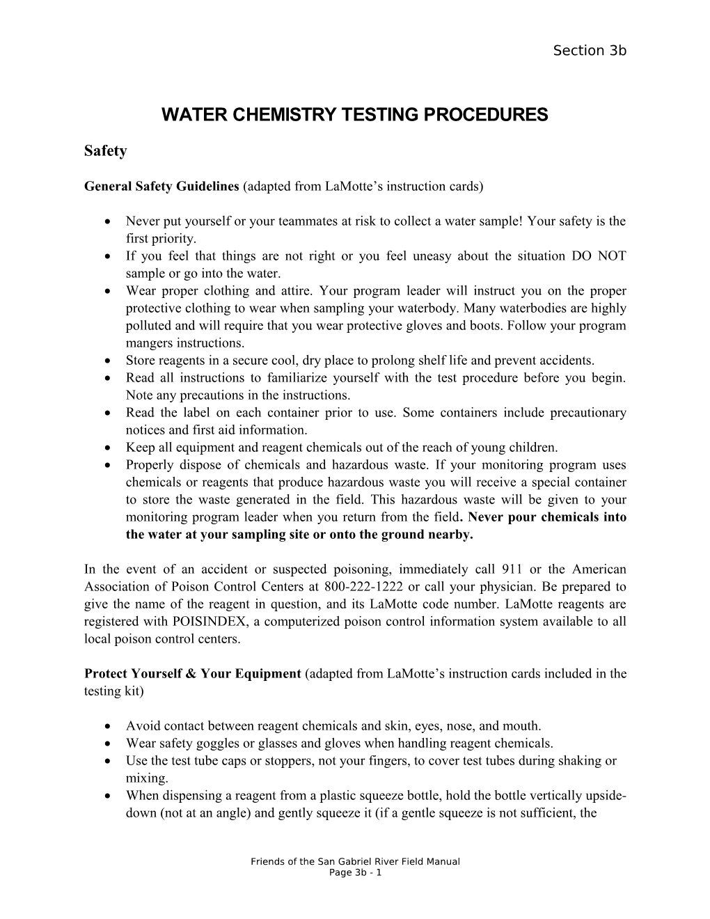 Water Chemistry Testing Procedures