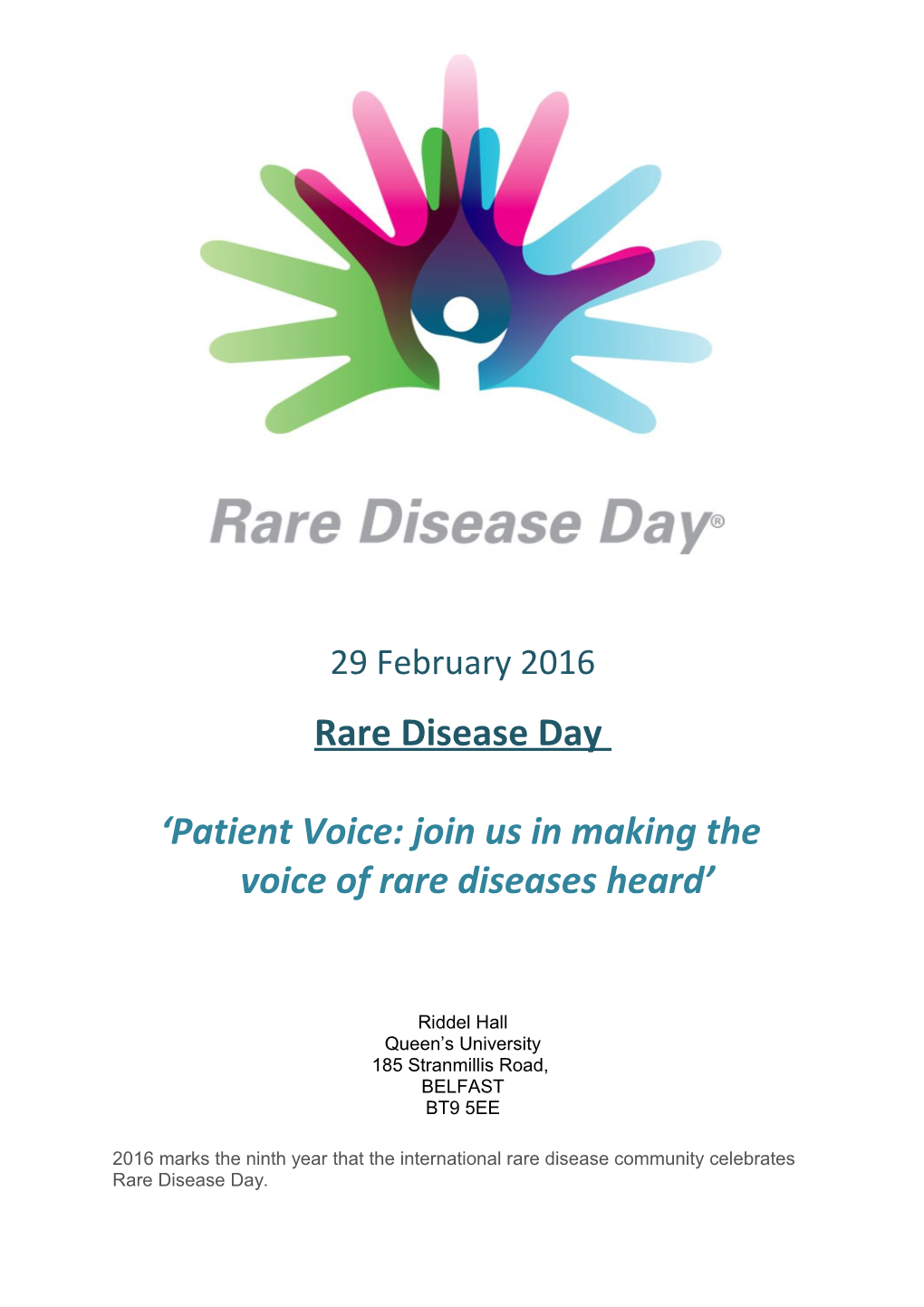 Patient Voice: Join Us in Making the Voice of Rare Diseases Heard