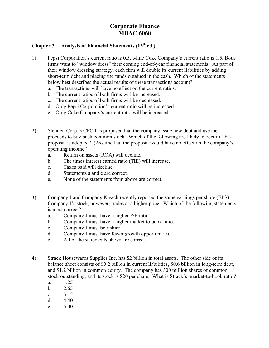 Chapter 3 Analysis of Financial Statements (13Th Ed.)