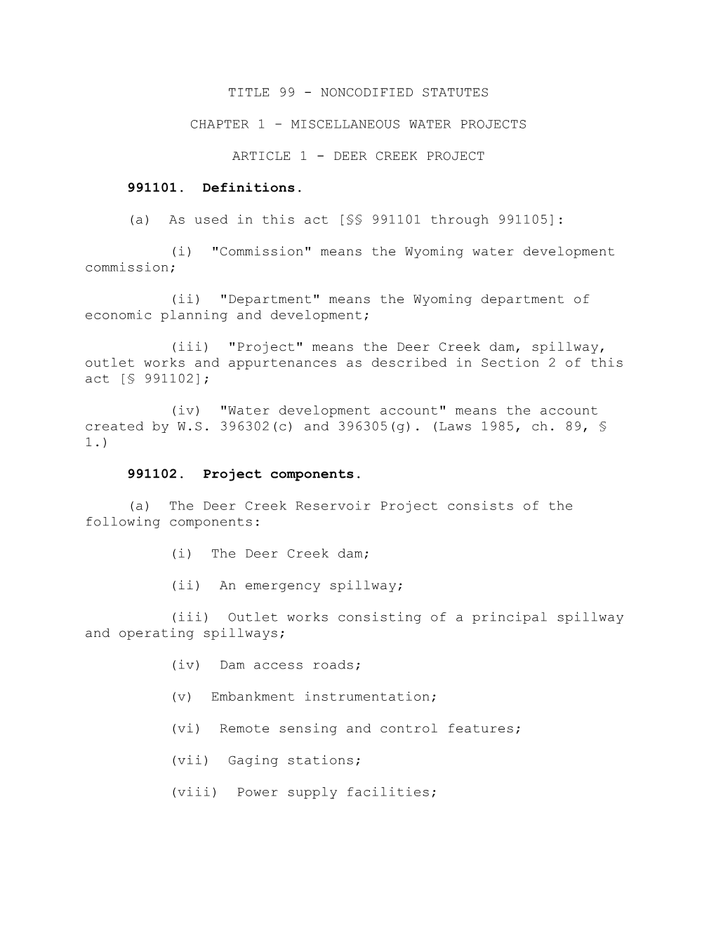 Chapter 1 - Miscellaneous Water Projects