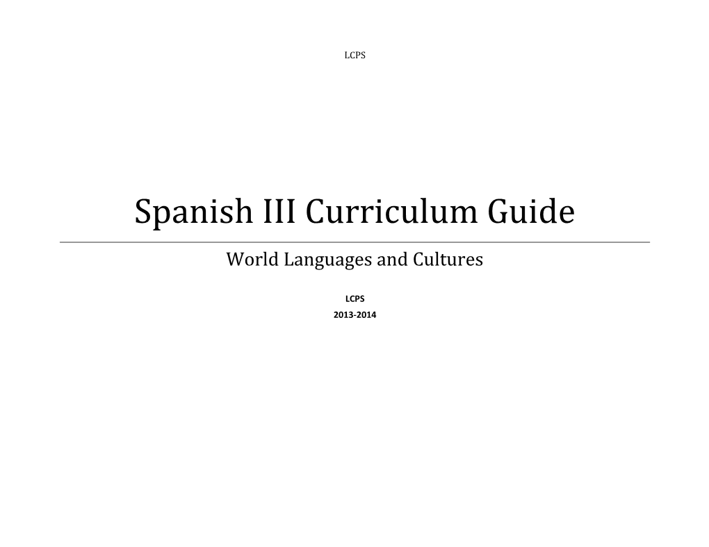 Spanish III Curriculum Guide