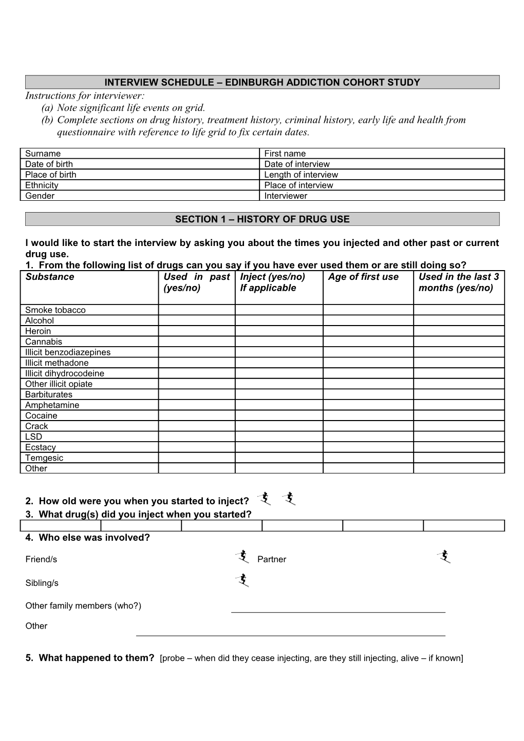 Interview Schedule Edinburgh Addiction Cohort Study