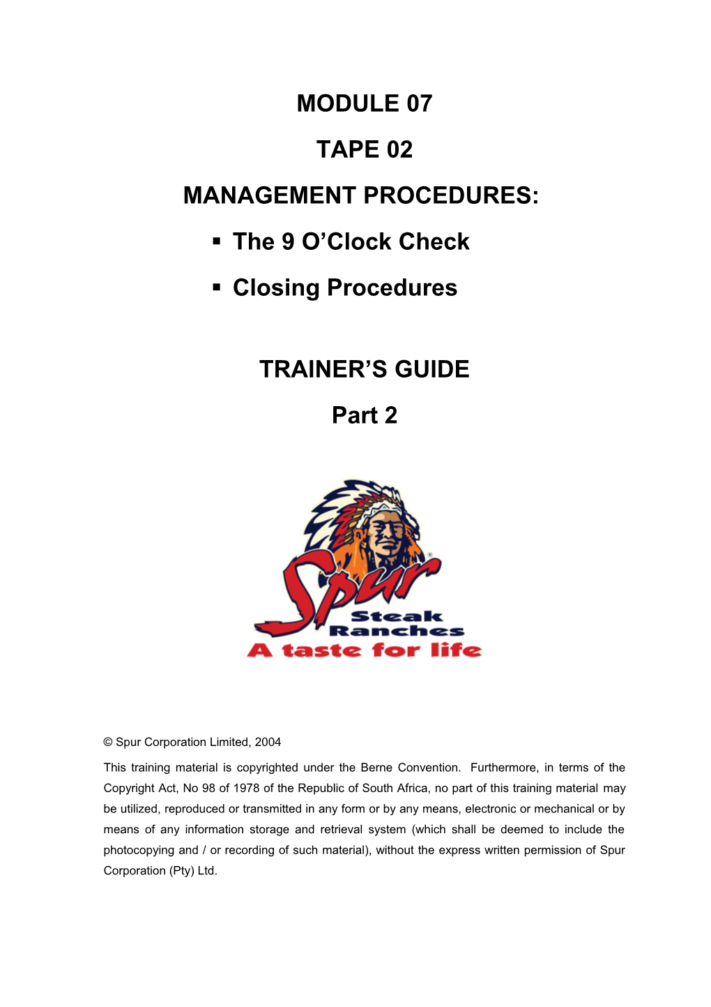 Management Procedures