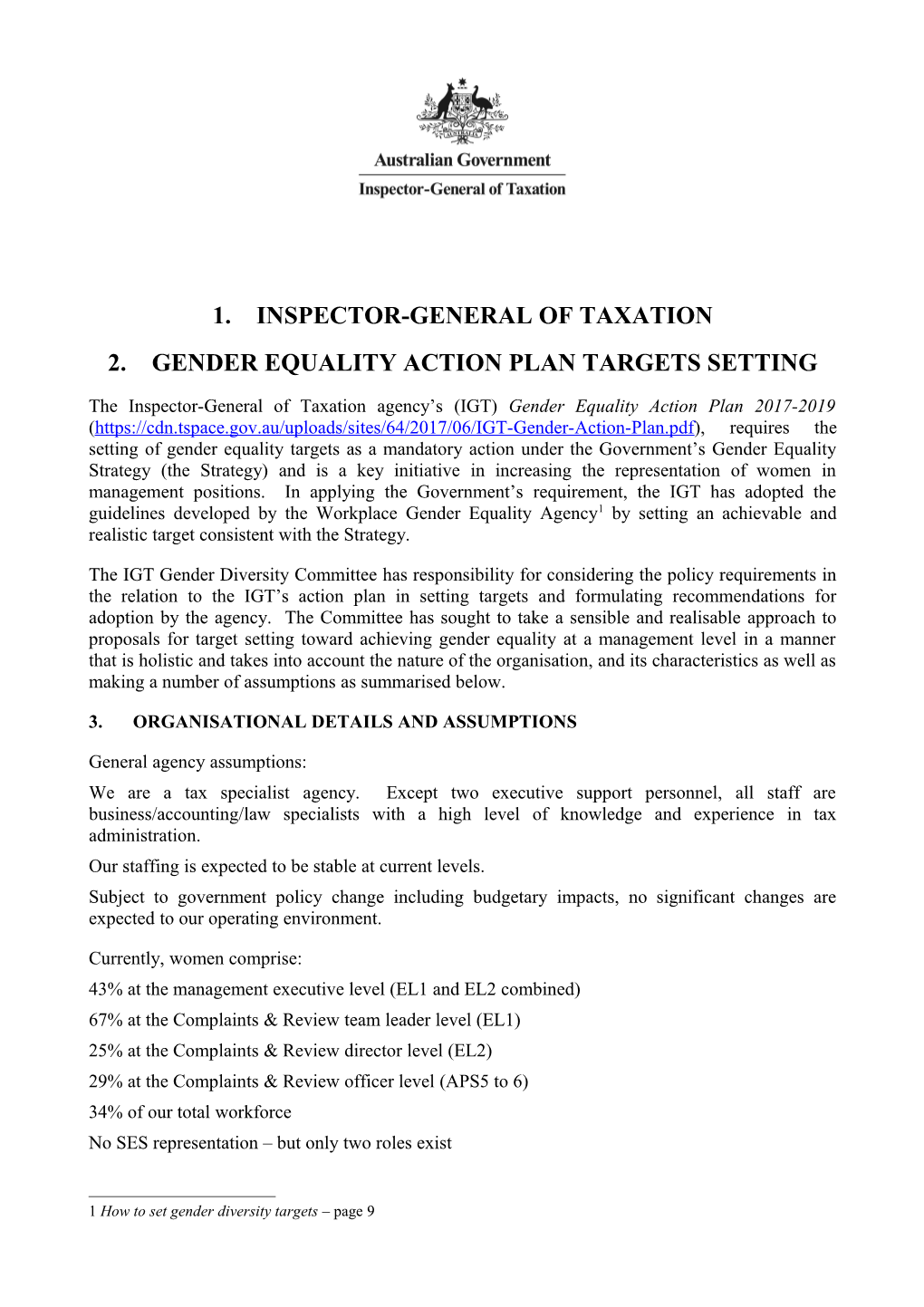 Gender Equality Action Plan Targets Setting