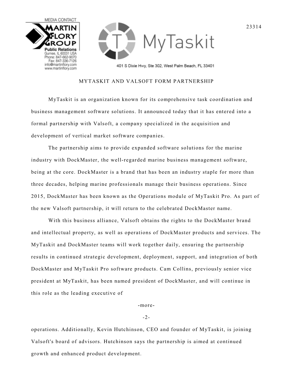 Mytaskit and Valsoft Form Partnership