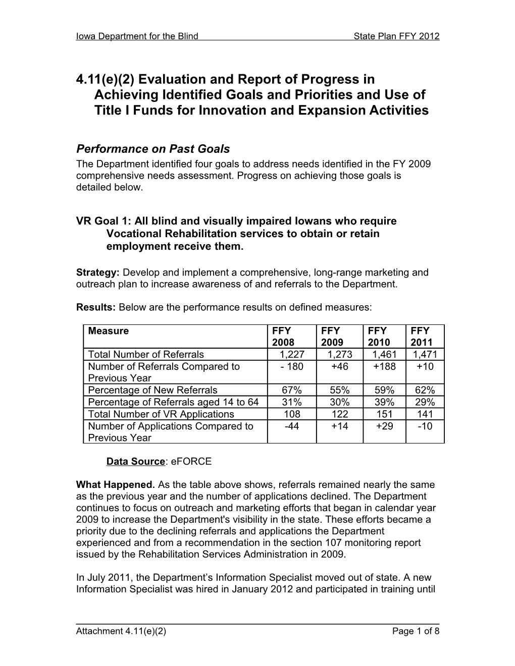 Iowa Department for the Blindstate Plan FFY 2012