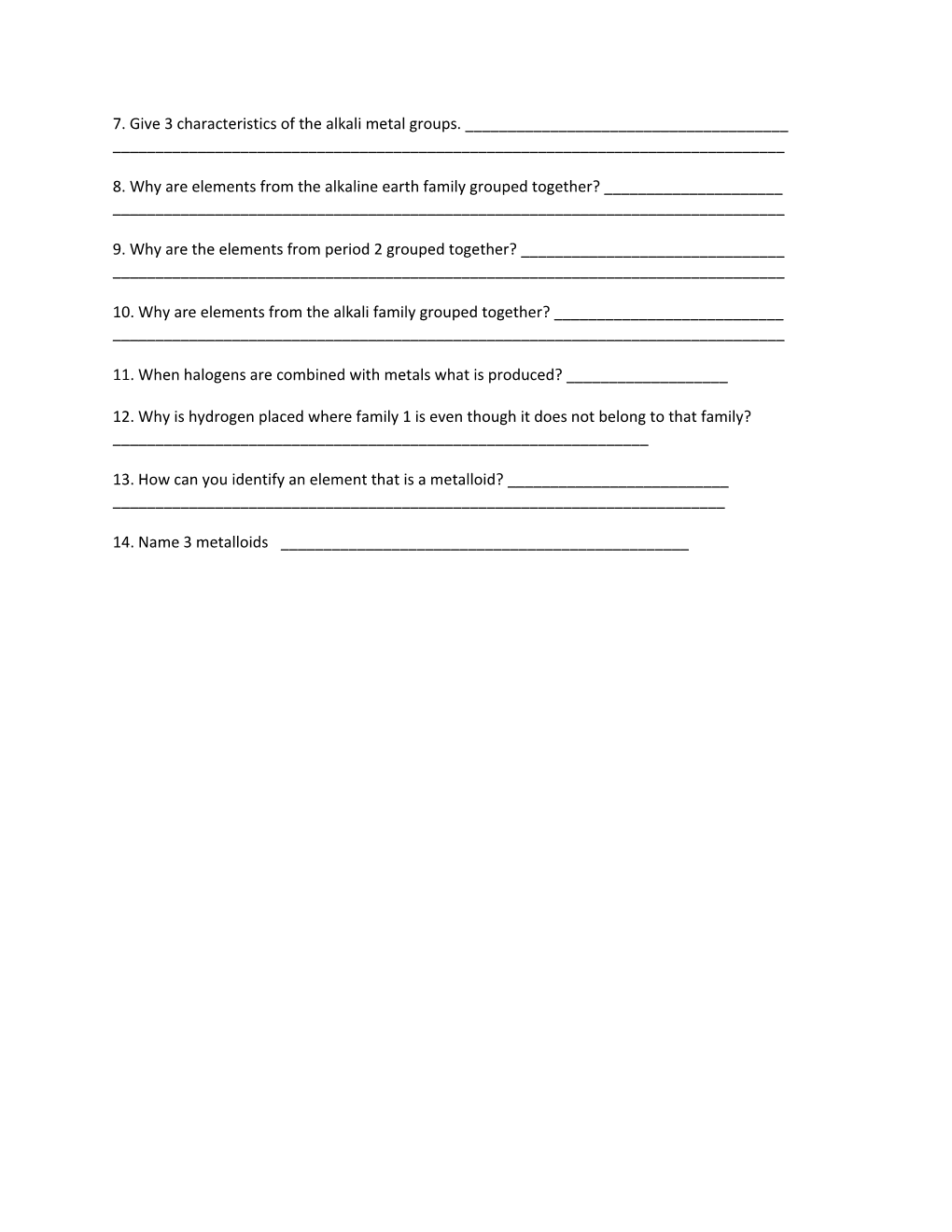 Periodic Table Worksheets 1