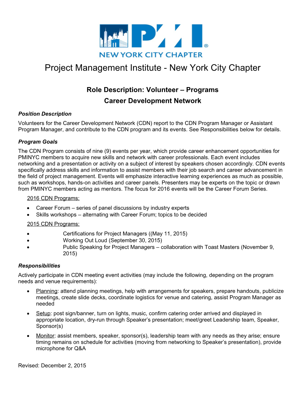 Project Management Institute - New York City Chapter